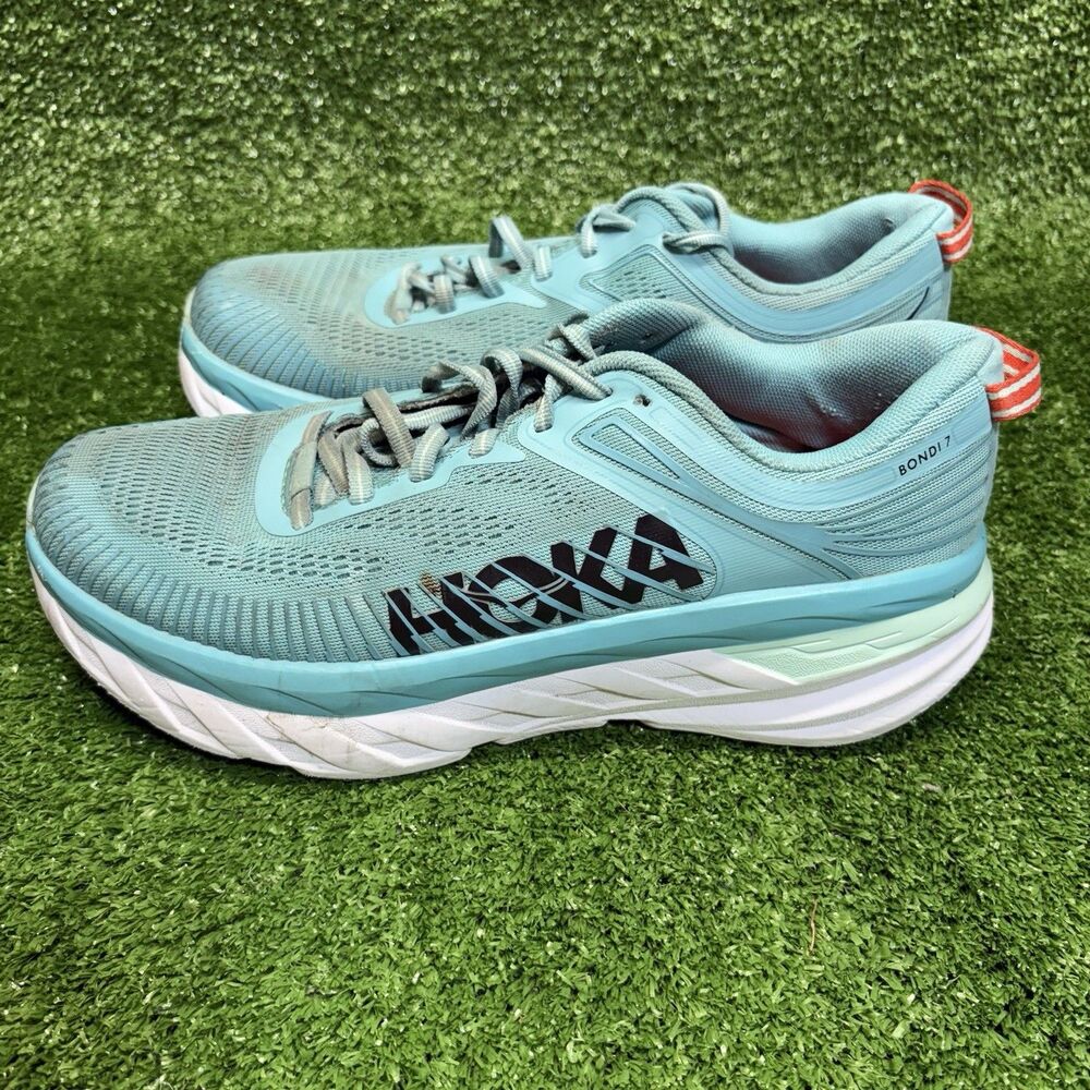 Hoka One One Bondi 7 Womens 9 Blue Lightweight Running Walking Shoes Sneakers
